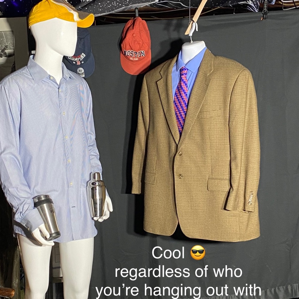 Chaps Gray Micro-Checkered Single Vent Blazer 46r - image 1